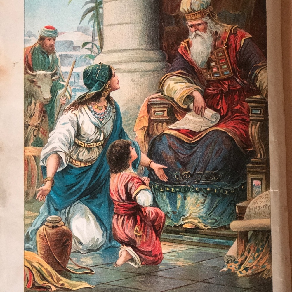 3/$24 Antique 1909~Hannah Brings Samuel to Eli~Color Book Plate Print Lithograph